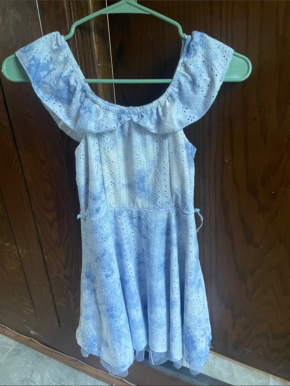 Knitworks Sky Blue Eyelet Ruffle Dress